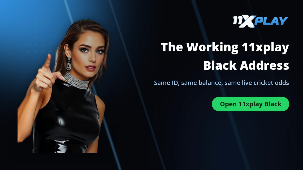 11xplay Black working address banner showing the same ID and balance
